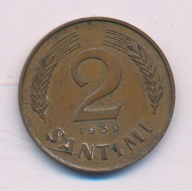 Латвия 2 сантима, 1939 (2 сантима. Латвия 1939)