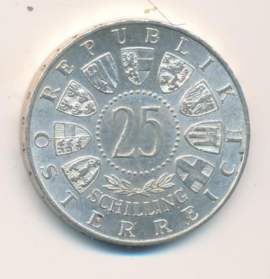 Австрия 25 шиллингов, 1956 (25 шиллингов. Австрия. Моцарт 1956)