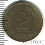 Латвия 2 сантима, 1939 (2 сантима. Латвия 1939г. Cu.)