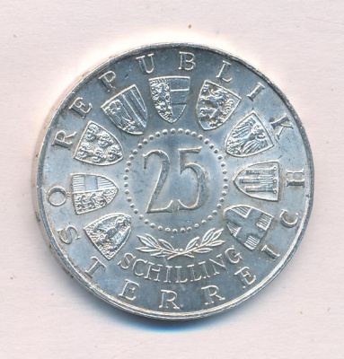 Австрия 25 шиллингов, 1956 (25 шиллингов. Австрия. Моцарт 1956)