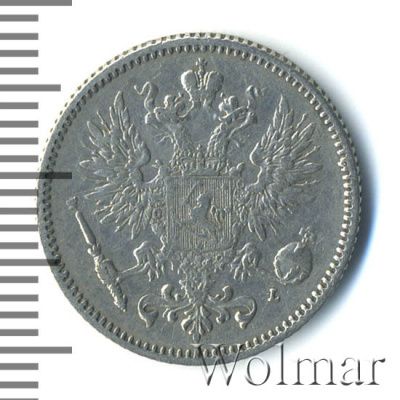 50 пенни 1893 г. L. Для Финляндии (Александр III). (50 пенни. Финляндия 1893г. L. Ag.)