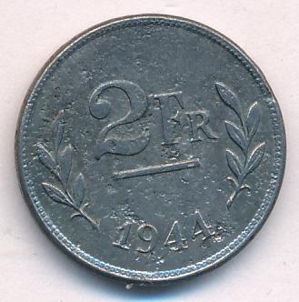 Бельгия 2 франка, 1944 (2 франка Бельгия. 1944)