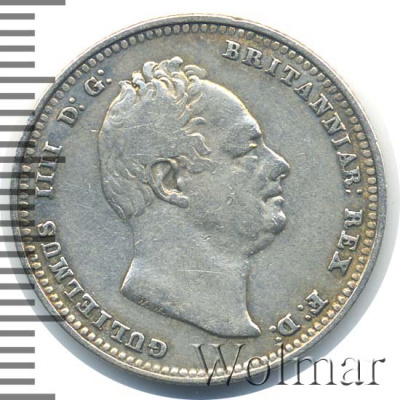 Великобритания 1 шиллинг, 1836 (1 шиллинг. Великобритания 1836г. Ag.)