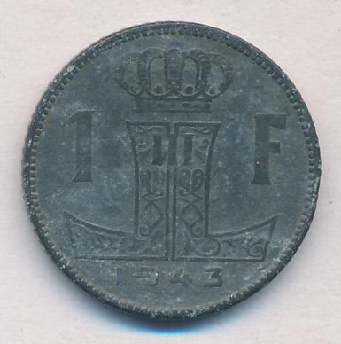 Бельгия 1 франк, 1943 (1 франк. Бельгия 1943)