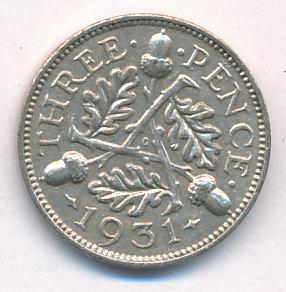 Великобритания 3 пенса, 1931 (3 пенса Великобритания. 1931)