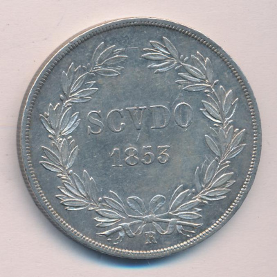 Папская область 1 скудо, 1853 (1 скудо. Ватикан 1853)