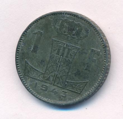 Бельгия 1 франк, 1943 (1 франк. Бельгия 1943)