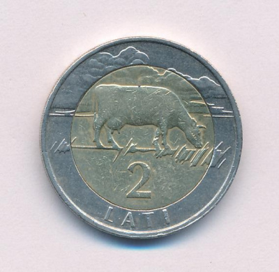 Латвия 2 лата, 1999 (2 лата. Латвия. 1999)