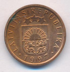 Латвия 1 сантим, 1997 (1 сантим. Латвия 1997)