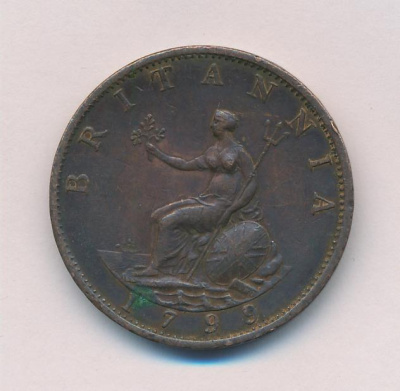 Великобритания ½ пенни, 1799 (1/2 пенни Великобритания. 1799)