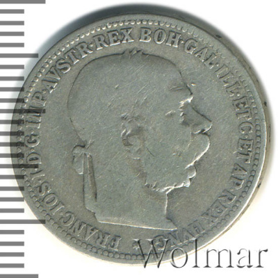 Австрия 1 крона, 1893 (1 крона. Австрия 1893г. Ag.)