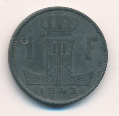 Бельгия 1 франк, 1943 (1 франк. Бельгия 1943)