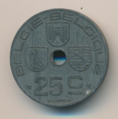 Бельгия 25 сантимов, 1942 (25 сантимов. Бельгия. 1942)