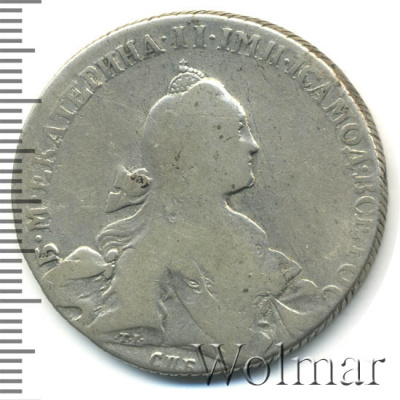 1 рубль 1766 г. СПБ АШ. Екатерина II. Санкт-Петербургский монетный двор. Стандартного чекана (1 рубль 1766г. СПБ ТI АШ. Ag. Петров - 2,5 рубля)