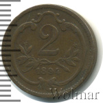 Австрия 2 геллера, 1894 (2 геллера. Австрия 1894г. Br.)