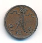 1 пенни 1891 г. Для Финляндии (Александр III). (1 пенни. 1891)