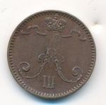 1 пенни 1891 г. Для Финляндии (Александр III). (1 пенни. 1891)