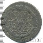 2 копейки 1759 г. Елизавета I. Номинал под св. Георгием. Красный монетный двор (2 копейки 1759г. Cu.)