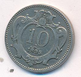 Австрия 10 геллеров, 1895 (10 геллеров. Австрия. 1895)