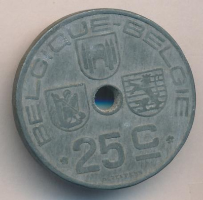 Бельгия 25 сантимов, 1946 (25 сантимов. Бельгия. 1946)