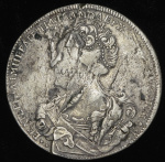 1 рубль 1726 г. СПБ. Екатерина I. Петербургский тип, портрет влево. СПБ под орлом. Под хвостом один  (Рубль 1726 СПБ)