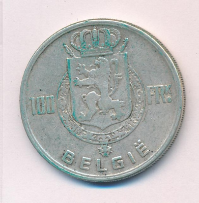 Бельгия 100 франков, 1951 (100 франков. Бельгия 1951)
