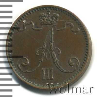 1 пенни 1892 г. Для Финляндии (Александр III). (1 пенни. Финляндия 1892г. Cu.)