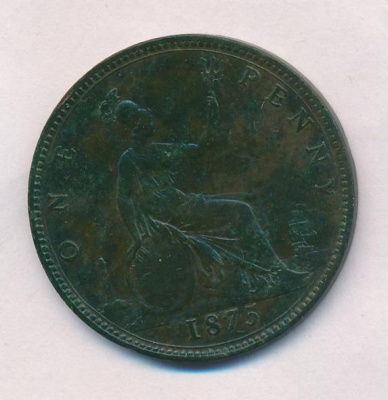 Великобритания 1 пенни, 1875 (1 пенни. Великобритания 1875)