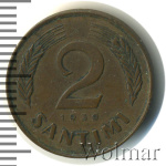 Латвия 2 сантима, 1939 (2 сантима. Латвия 1939г. Cu.)