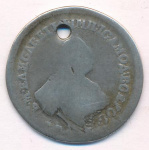 Полуполтинник 1757 г. ММД МБ. Елизавета I. (Полуполтинник. Отверстие. 1757)