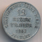 Ганновер 1/12 талера, 1853 (1/12 талера. Ганновер. 1853B)