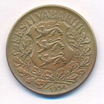 Эстония 1 крона, 1934 (1 крона Эстония. 1934)