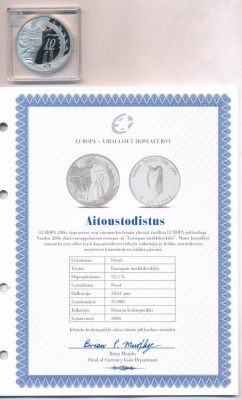 Ирландия 10 евро, 2006 (10 евро Ирландия Сэмюэл Беккет. С сертификатом 2006)