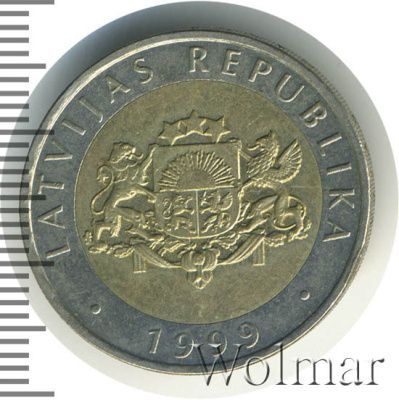 Латвия 2 лата, 1999 (2 лата. Латвия 1999г. Bm.)