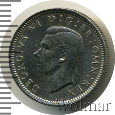 Великобритания 6 пенсов, 1948 (6 пенсов. Великобритания 1948г. Cu-Ni.)