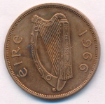 Ирландия 1 пенни, 1966 (1 пенни. Ирландия. 1966)