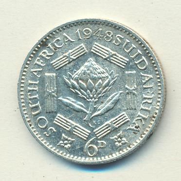 Великобритания 6 пенсов, 1948 (6 пенсов Великобритания 1948)