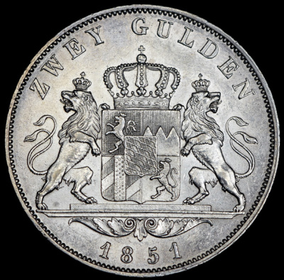 Франкфурт 2 гульдена, 1851 (2 гульдена 1851 (Бавария))