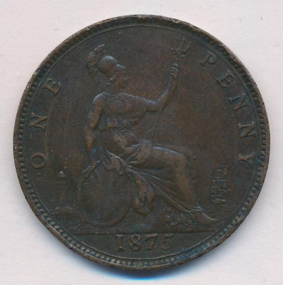 Великобритания 1 пенни, 1875 (1 пенни. Великобритания 1875)