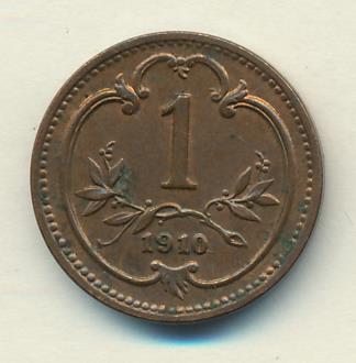Австрия 1 геллер, 1910 (1 геллер. Австрия 1910)