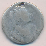 Полтина 1736 г. Анна Иоанновна. Тип года. С кулоном из трех жемчужин на груди (Полтина. Отверстие 1736)