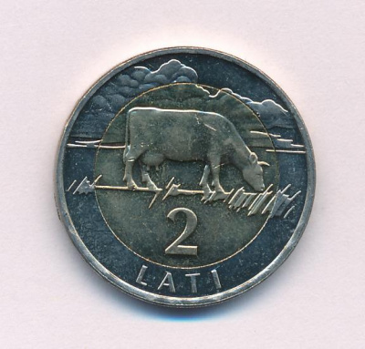 Латвия 2 лата, 1999 (2 лата. Латвия. 1999)
