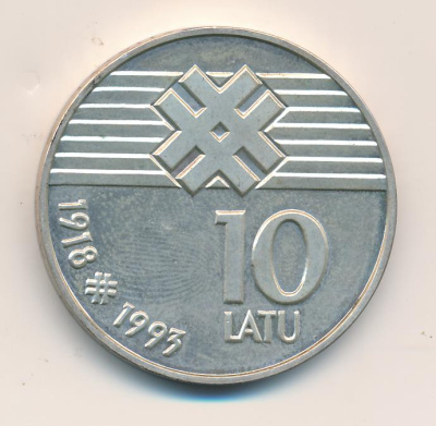 Латвия 10 латов, 1993 (10 лат. Латвия 1993)