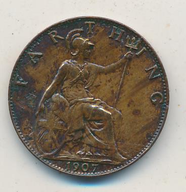 Великобритания 1 фартинг, 1907 (Фартинг Великобритания. 1907)