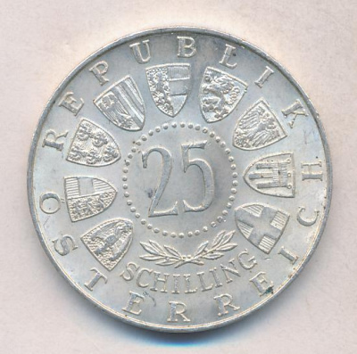Австрия 25 шиллингов, 1956 (25 шиллингов. Австрия. Моцарт 1956)