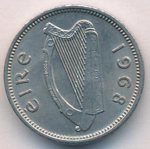 Ирландия 3 пенса, 1968 (3 пенса. Ирландия. 1968)