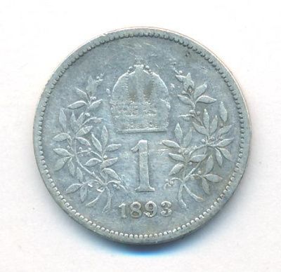Австрия 1 крона, 1893 (1 крона. Австрия. 1893)