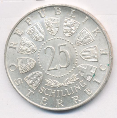 Австрия 25 шиллингов, 1956 (25 шиллингов. Австрия. Моцарт 1956)