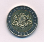 Латвия 2 лата, 1999 (2 лата. Латвия. 1999)
