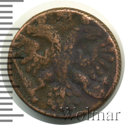 Полушка 1741 г. Иоанн Антонович. (Полушка 1741г. Cu. RR, Петров - 1 рубль, Ильин - 3 рубля.)